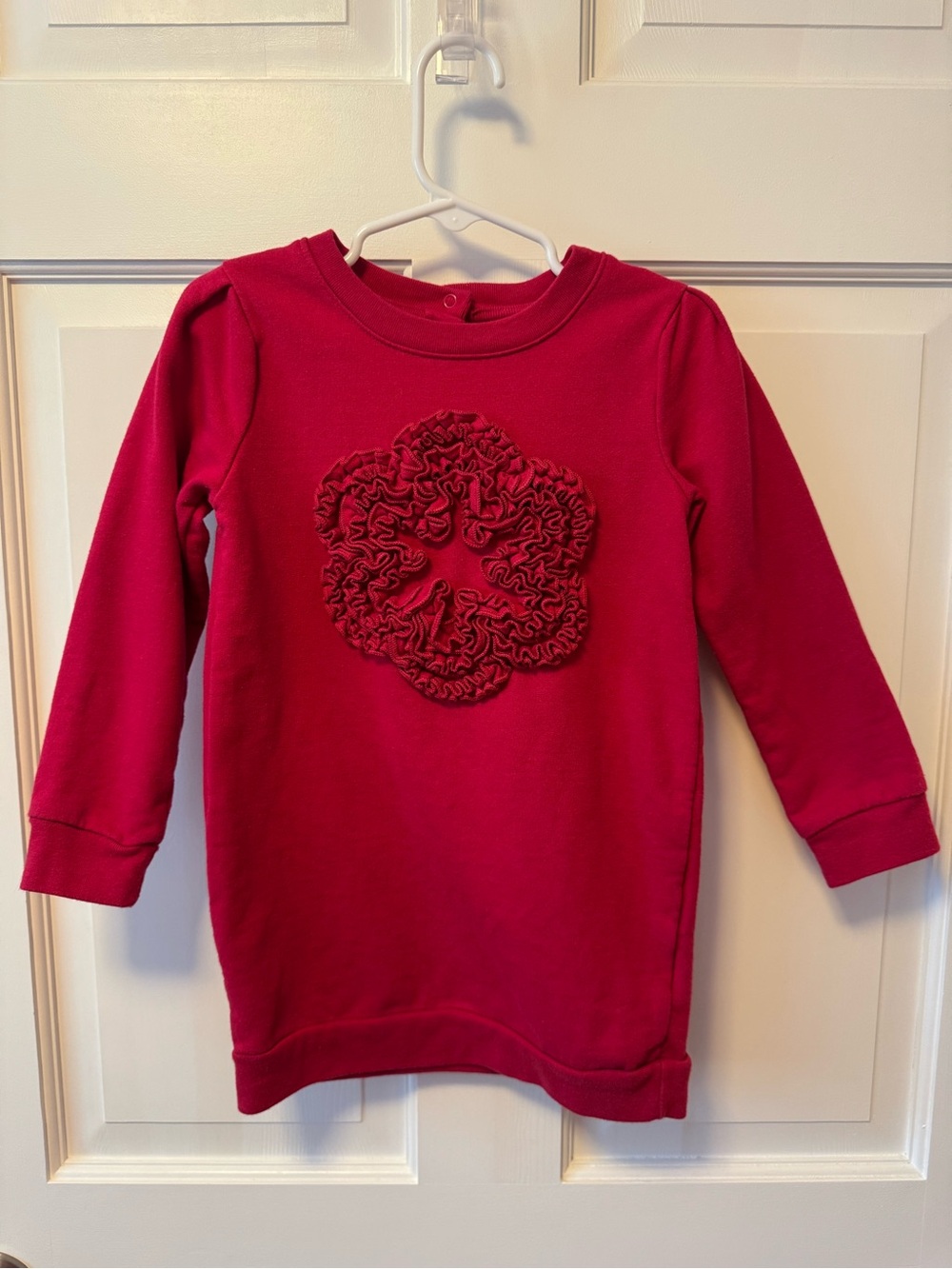 Koala Kids Red Ruffle Appliqué Sweatshirt Dress